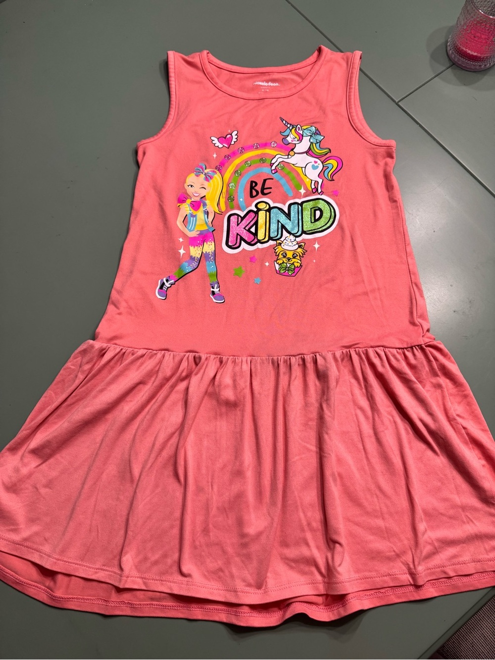 Nickelodeon Coral Pink 'Be Kind' Unicorn Graphic Dress